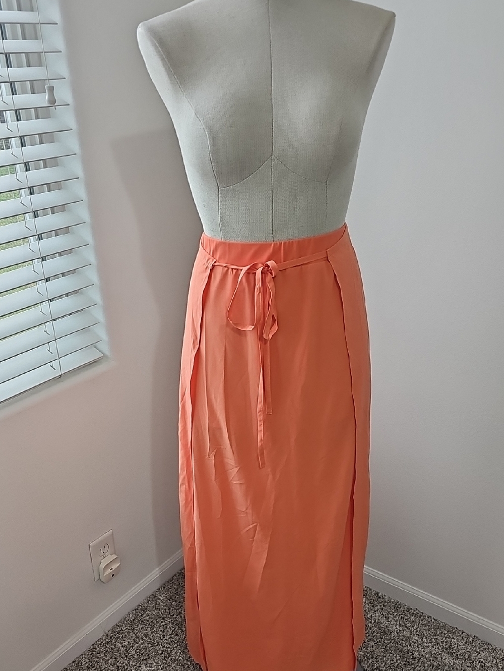 Orange Tie-Waist Maxi Skirt - Women